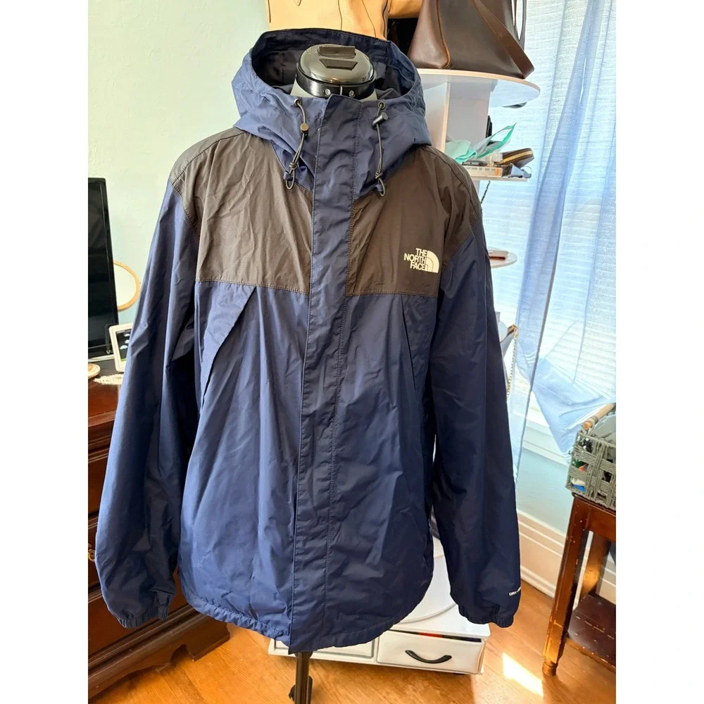 The North Face Rain Jacket L Navy Blue Black Hooded DryVent Windbreaker Gorpcore